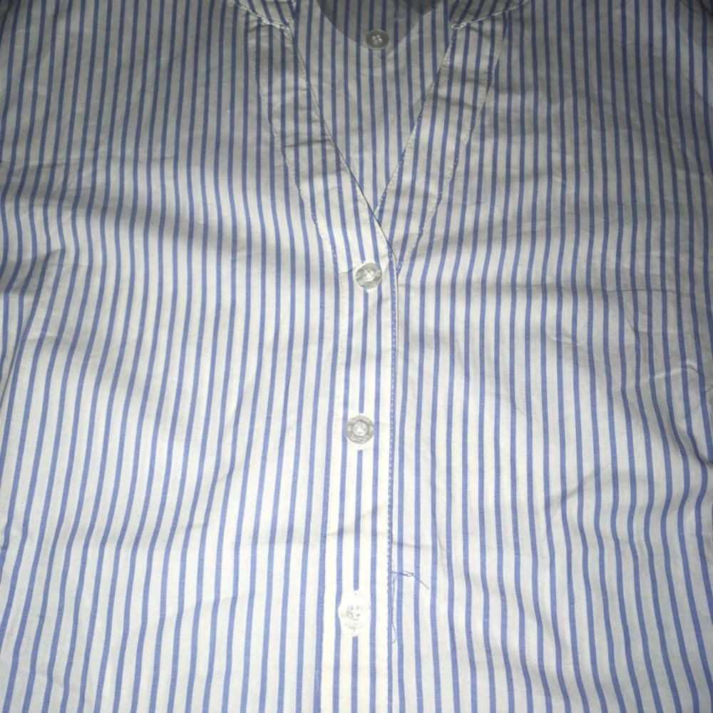 Women Within Button Down Strip Shirt